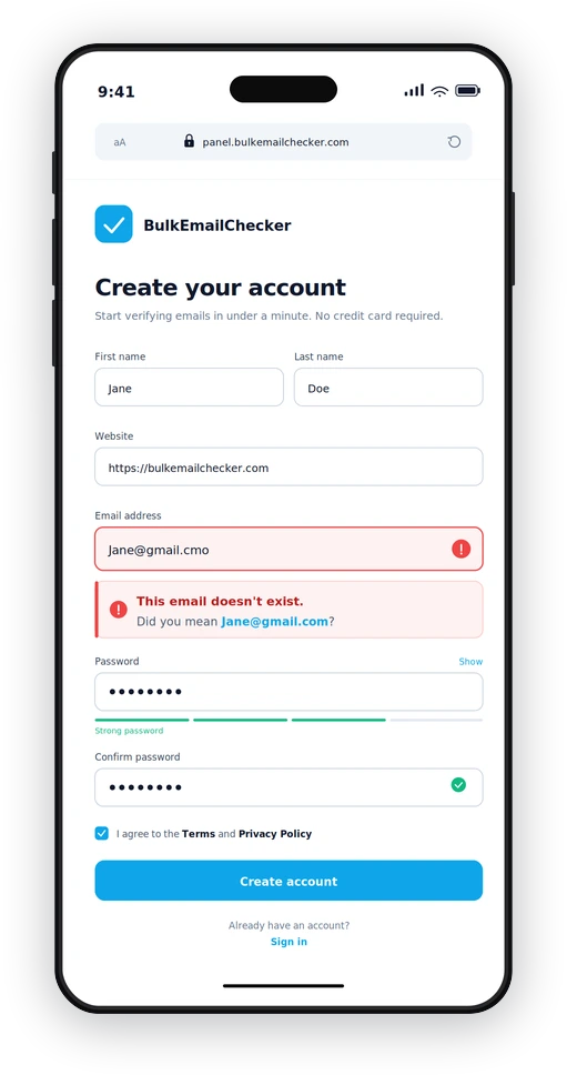 Real-time Email Verification API - Validate emails at point of entry